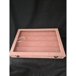 Pink Velvet Jewelry Storage Box W/ Glass Cover 10 X 14